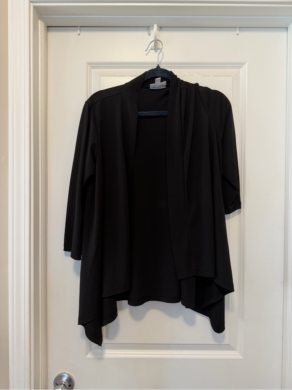 Fashion Bug Black Open-Front Draped Cardigan